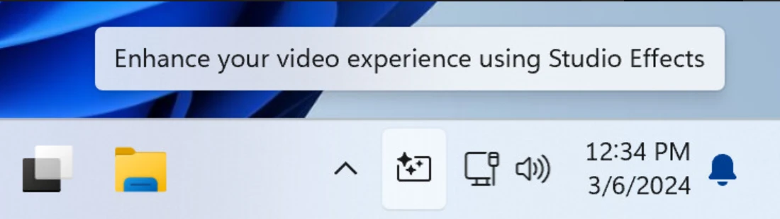 微软正在为Win11中的Studio Effects开发新的任务栏按钮