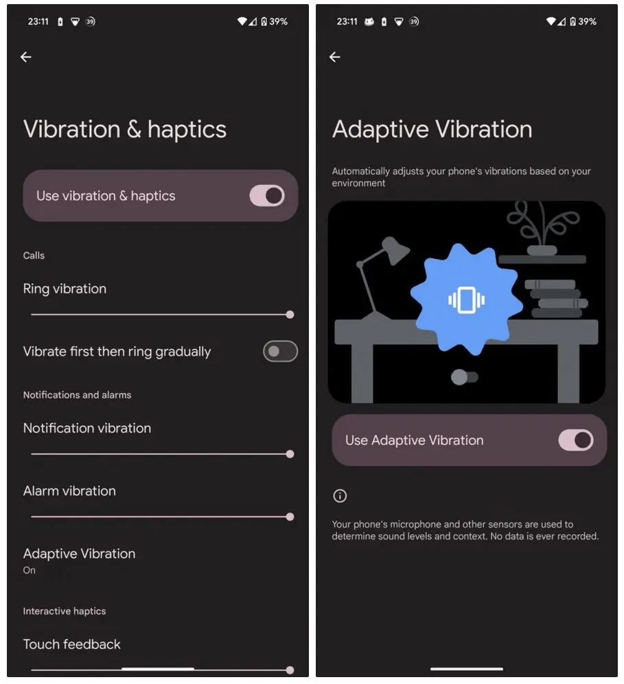 谷歌安卓 15 引入“自适应振动”：手机放沙发上加大振动、放桌子上减少振动