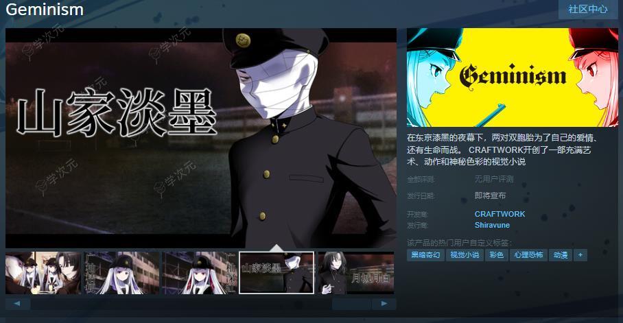 视觉小说《Geminism》Steam页面上线 支持简繁体中文