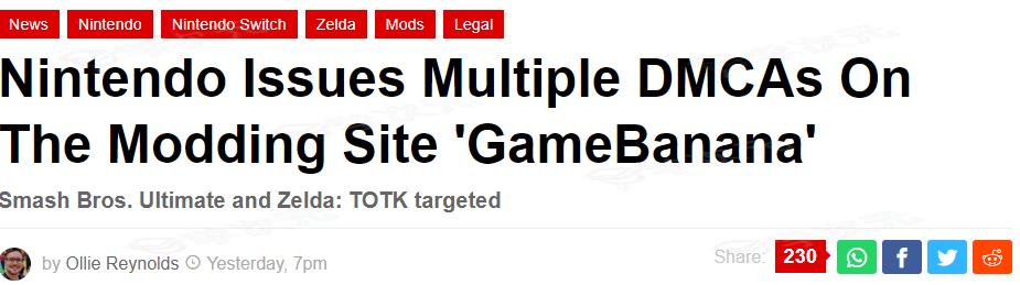 任天堂再挥大棒制裁Mod 多款大乱斗塞尔达MOD被下架