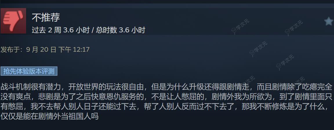 《刀剑江湖路》Steam多半好评 有提升空间