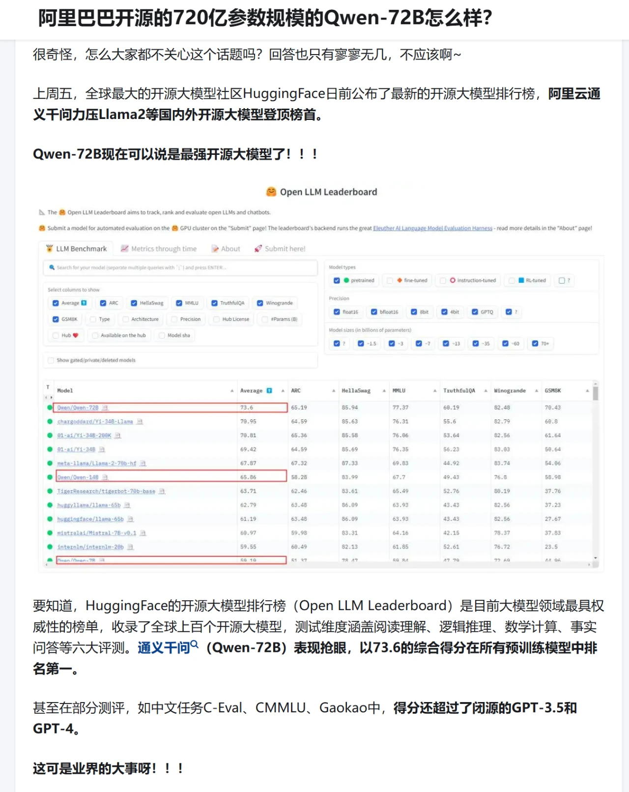 太离谱了，国内开源大模型登顶全球榜首